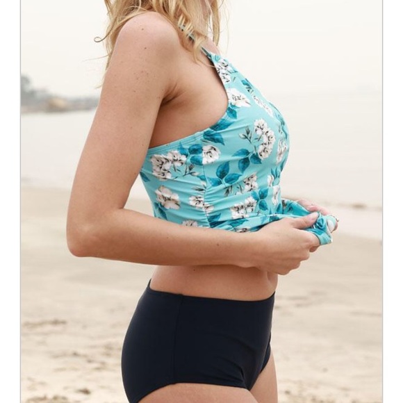 Flower Print Ruched Design Tankini Set - Picture 4 of 5